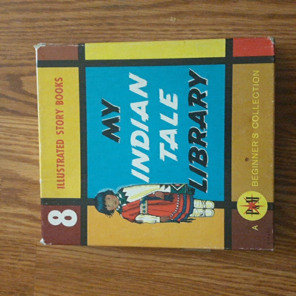 Vtg my indian tale library 1965 8 childrens books with box